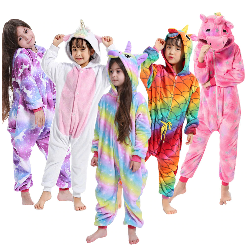 Costume Sleepwear Jumpsuit Onesies-Pajamas Unicorn Panda-Stitch Tiger Kigurumi Kids Animal
