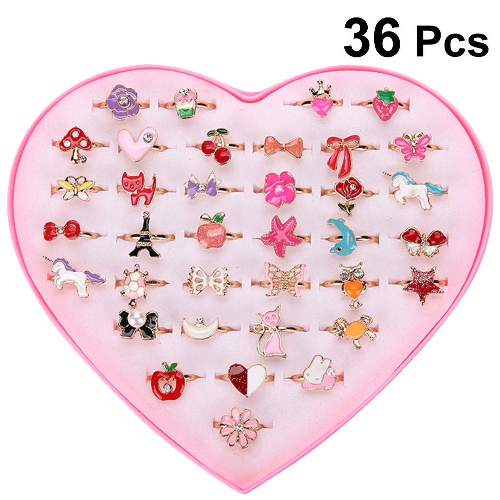 Party-Favors-Toys Jewelry Gifts Cartoon-Rings Alloy Adjustable Girls Kids Children Lovely