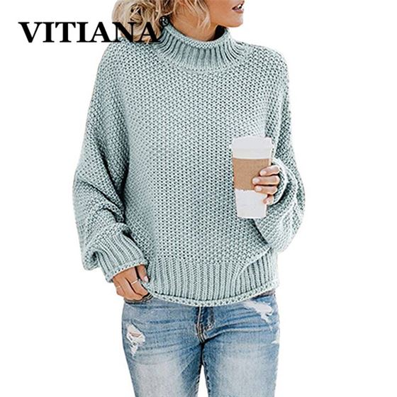 VITIANA Knitted Sweaters Pullover Loose Long-Sleeve Female Autumn Winter Women Casual