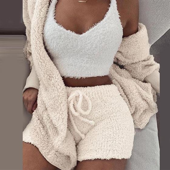 Misswim Sexy Knit Two piece set Autumn short jumpsuit & romper Women Skinny warm playsuit Winter female solid bodysuit overalls