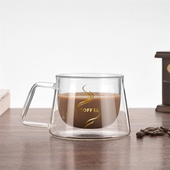 Office Mugs Drinkware Glass-Cup Coffee-Mug Double-Wall-Mug Heat-Insulation Milk Travel