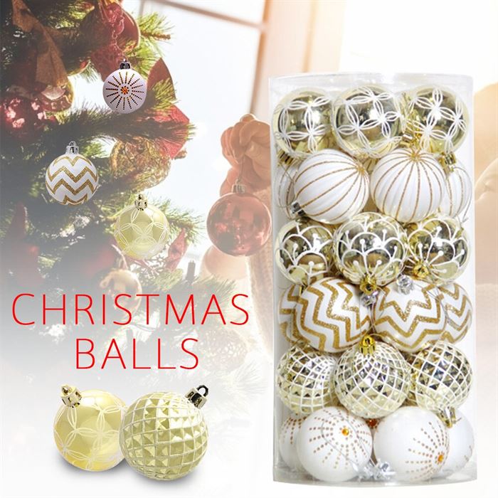 30pcs Tree Decor Painted Christmas Ball Crafts Home Celebration Festival Portable Wedding Ornament Party Hangings Small DIY