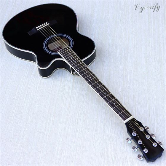 Acoustic-Electric Guitar Sunburst Black White-Color Natural Thin-Body Beginner with Free-Gig-Bag