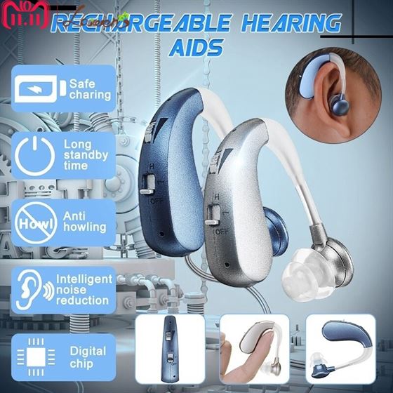 Hearing Aid Sound-Amplifiers Ear-Aids Moderate Severe-Loss Elderly Digital Rechargeable