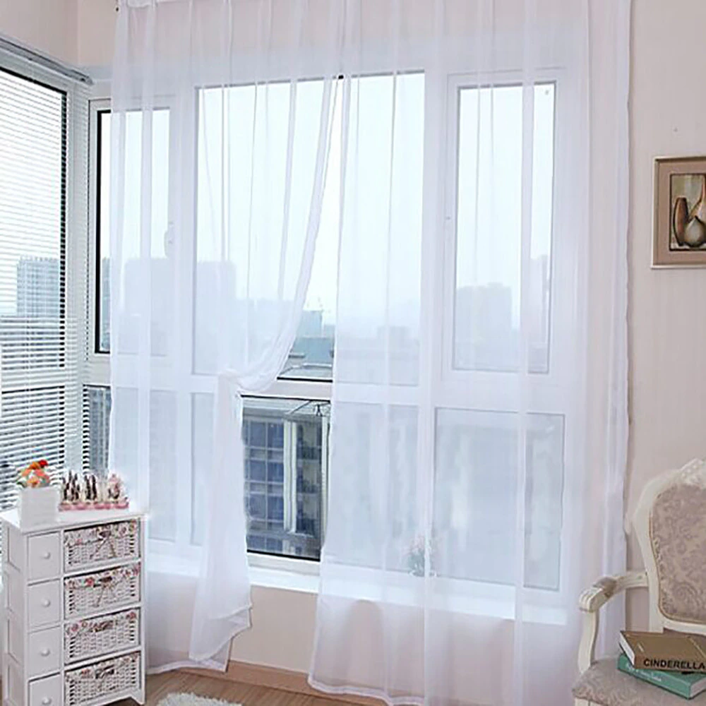 Sheer-Curtains Drapes Window Treatments Kitchen-Window Living-Room White Europe Modern