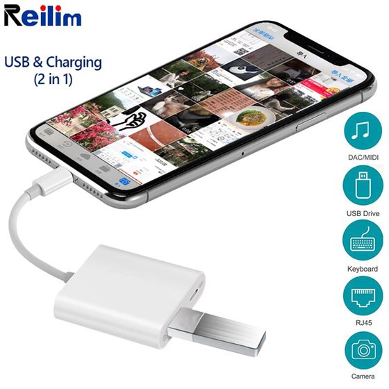 Reilim OTG adapter for Apple to USB Camera Reader Adapter for lightning iOS 13 Connector Kit Data Sync Cable For IPhone 6 7 8 X