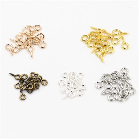 Screw Clasps-Hooks Eyelets Jewelry-Making-Accessories Threaded Eye-Pins DIY Tiny Silver