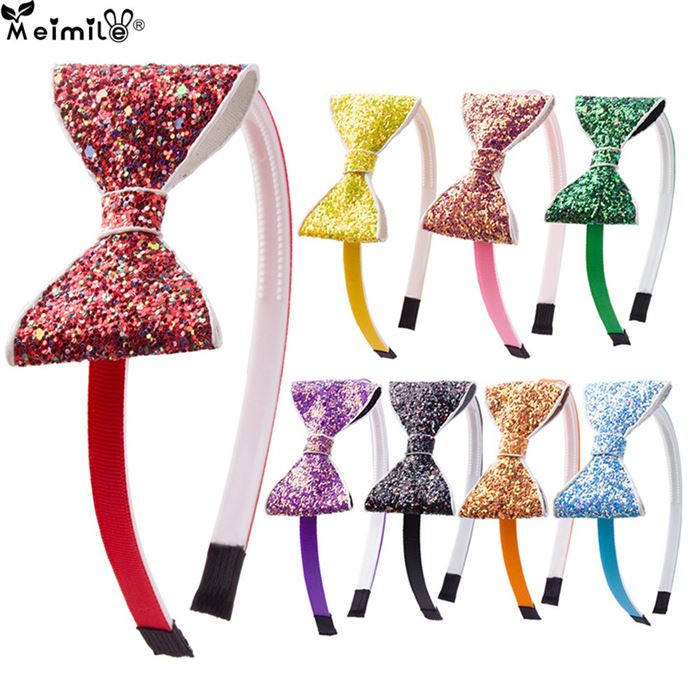 Unique fashion princess sequin bow hairwear hair hoop bling bows headband girls children for hair accessories headdress