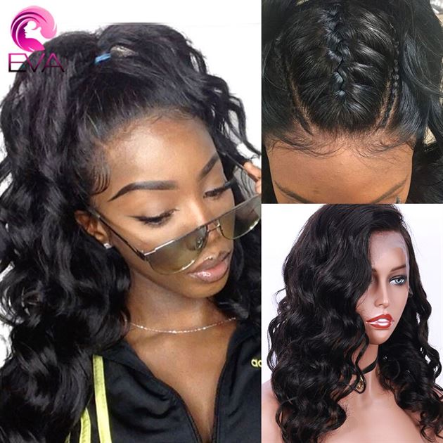 Wigs Hair Frontal 360-Lace Hair-Glueless Body-Wave Brazilian Eva with Baby Remy for Black-Women