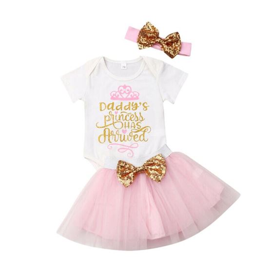 Outfits Clothing Romper Sequined Skirt Daddy Princess Baby-Girls Infant Newborn Headband