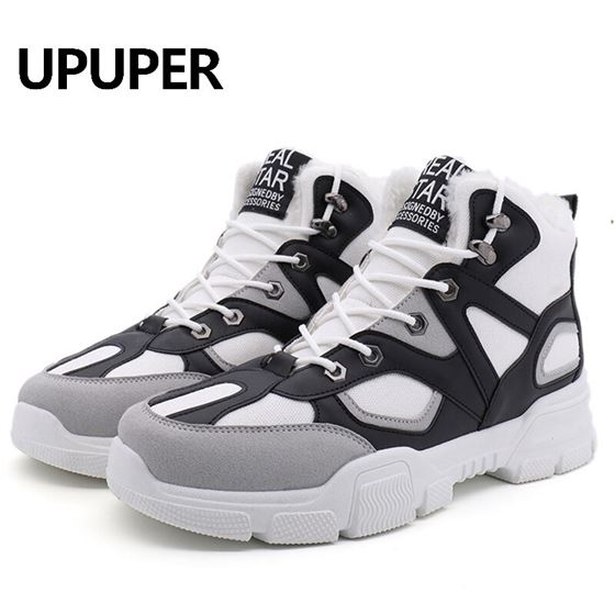 New Winter Shoes Men High Top Plush Warm Fashion Sneakers Outdoor Shoes For Man Safety Reflective Winter Shoes for Male Footwear
