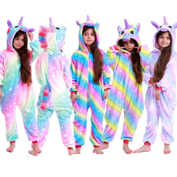 Unicorn Pajamas Sleepwear Onesies Hooded Kigurumi Girls Winter Boys Children Cartoon