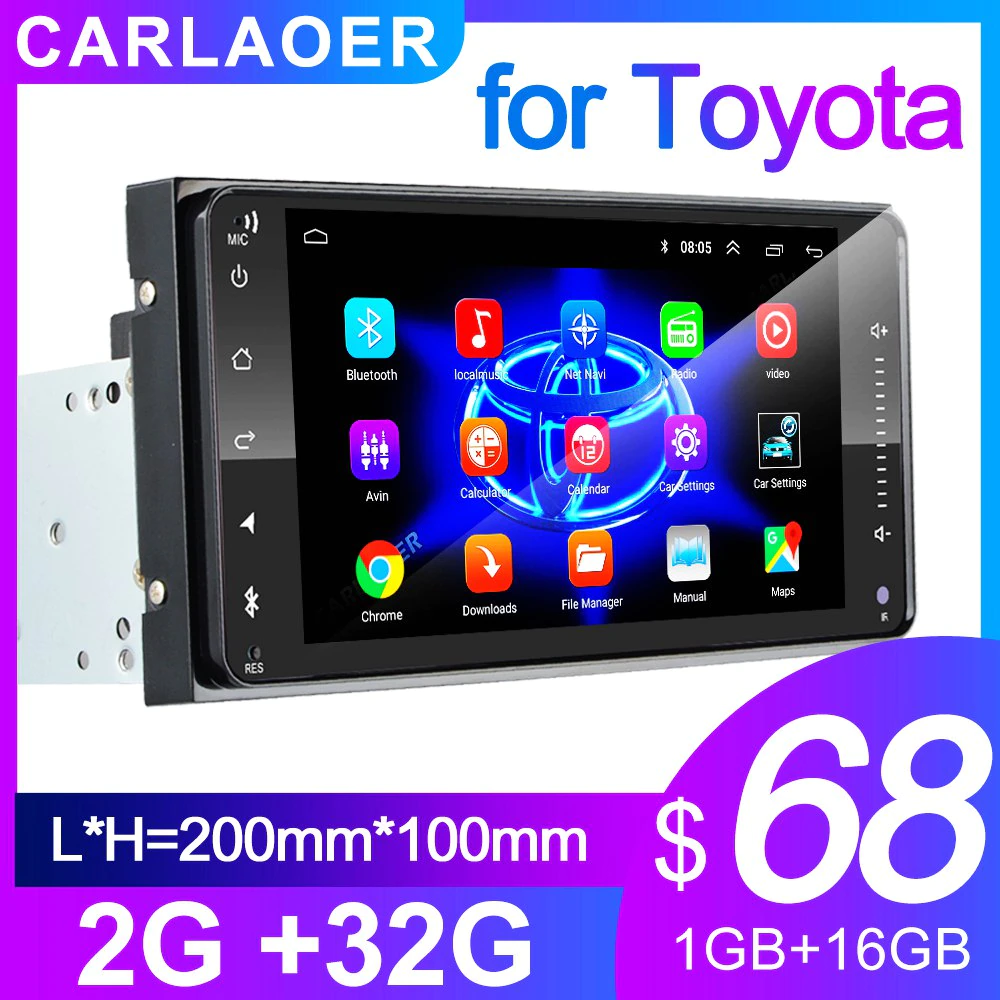 Multimedia-Player CROWN Toyata Stereo Universal RAV4 2-Din android COROLLA CAMRY Car