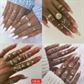 Women Fashion Rings Crystal-Ring-Set Wedding-Jewelry Hands Geometric Virgin-Mary Cross-Leaf