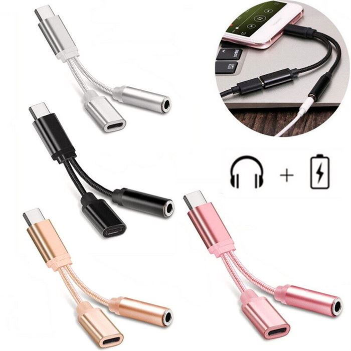 Headphone-Adapter Convertor C-Charging-Cable Audio Usb-Type for 2-In1