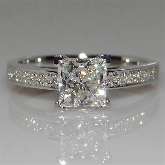 Simple Square Jewelry Ring Princess Cut 1ct AAAAA Zircon Cz Silver Colour Colour
