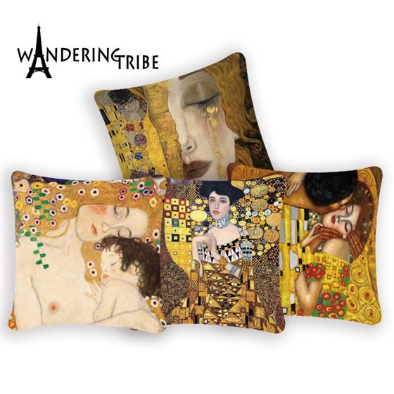 Cushion-Cover Pillow-Case Oil-Painting Vintage Gustav Klimt Decorative Sofa-Chair Print