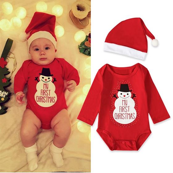 Newborn Romper Jumpsuit Clothing-Sets Christmas Baby-Girls My First Casual Hat Lovely