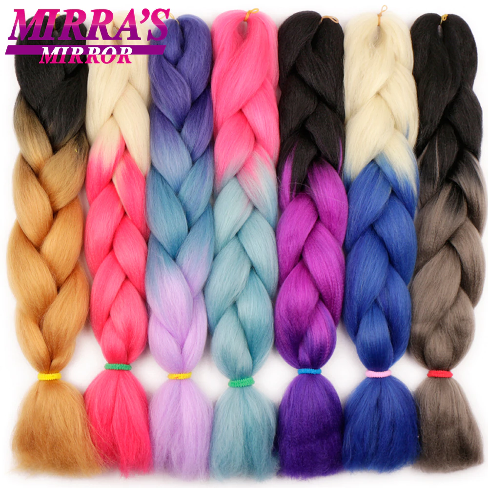 Jumbo Hair Hair-Extensions Blonde Mirror Braid Pink Synthetic Golden Ombre 24inch 