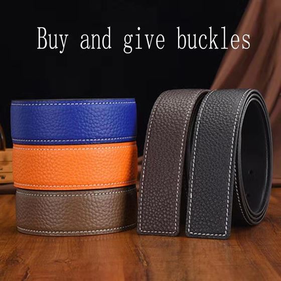 MINGLILONG New Gold Cow Skin Leather Belt Business Men H Belt H Buckle Waist Belts