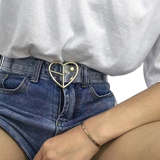 Wide-Belt Belt-Buckle Transparent-Belt Heart-Shaped Plastic Women's Fashion Unisex Casual
