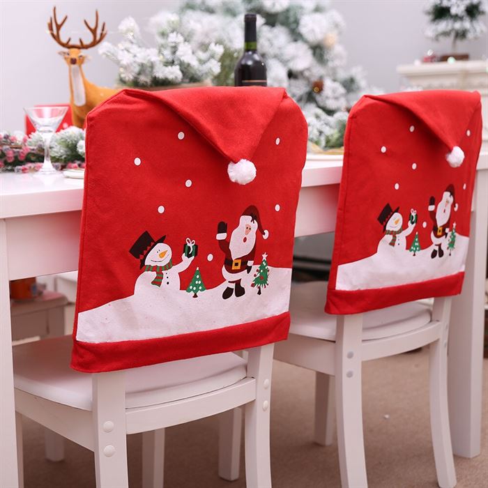 Chair-Covers Decoration Kitchen Table Christmas Santa-Claus Holiday Home-Party Para Fundas