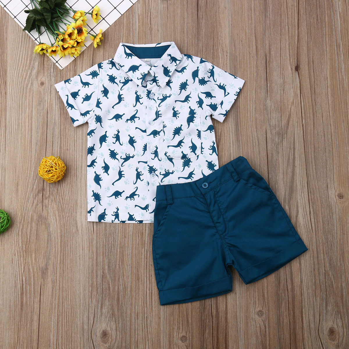 Emmababy Outfits Short-Pants Shirt Dinosaur Summer Toddler Casual 2pcs Tops Print