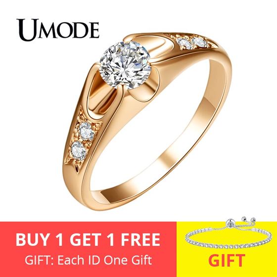 UMODE Fashion Rose Gold Color Wedding Rings for Women Engagement Ring With Top Grade