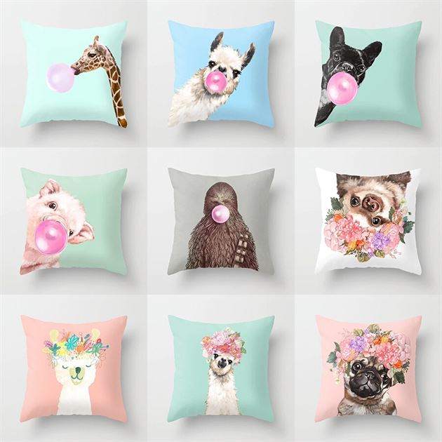 Throw Pillows Case Cushion-Cover Decorative Sofa Unicorn Llama Alpaca Party Animal Giraffe
