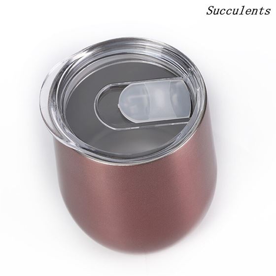 Egg-Cup Tumbler 12oz Stemless Wine-Glass-Lid Spillsproof for 9oz Splash Locking-Slider