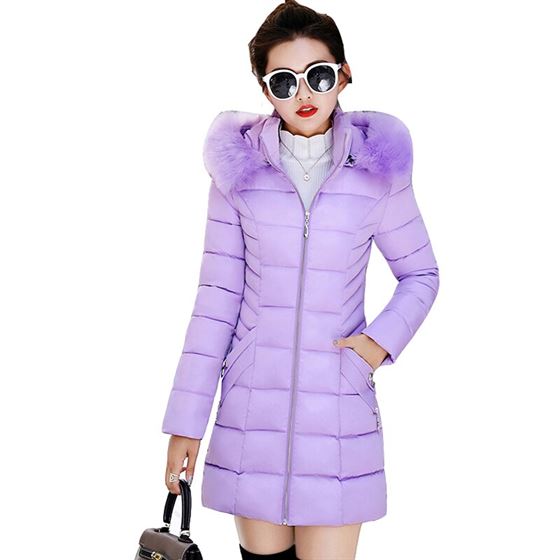 Thick Coat Clothing Slim-Jackets Hooded-Fur-Collar Parker Long Winter Women's Down Cotton