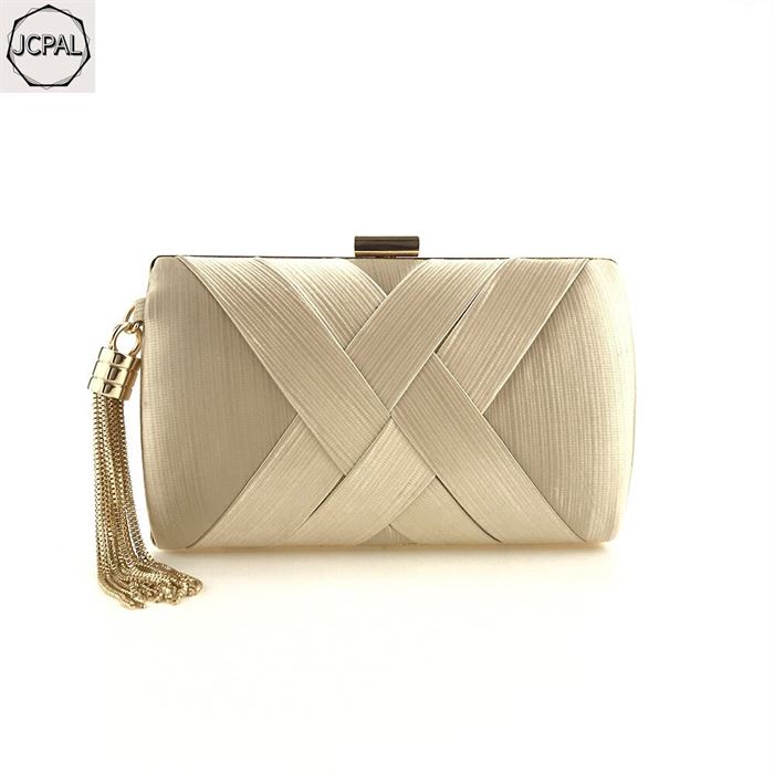 JCPAL New Arrival Metal Tassel Lady Clutch Bag With Chain Shoulder Handbags Classical Style Small Purse Day Evening Clutch Bags
