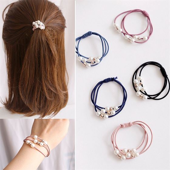 2019 Fashion Pearl Elastic Hair Bands Multilayer Hair Ring Ponytail Holder Headband Rubber