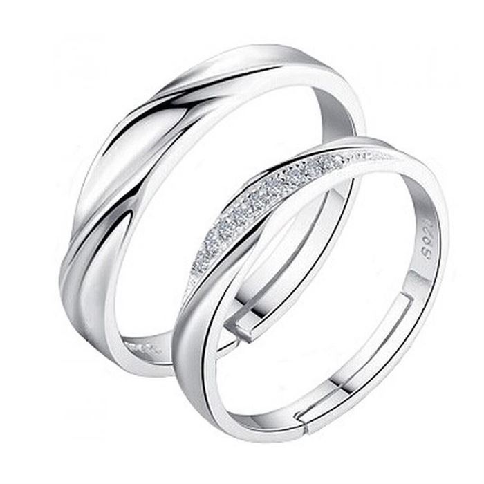 Silver-Color-Rings Jewelry Couple Wedding-Ring 1-Pair Women High-Quality Lover's Fashion