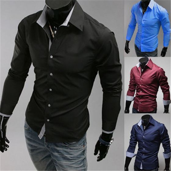 Dress Shirts Slim-Fit Long-Sleeve Men's Casual New-Fashion Stylish Luxury