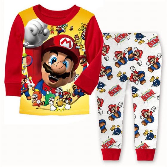 Cotton Pajamas Nightwear Sleepwear Print Toddler Baby-Boys Cartoon Super-Mario New 1-7Y