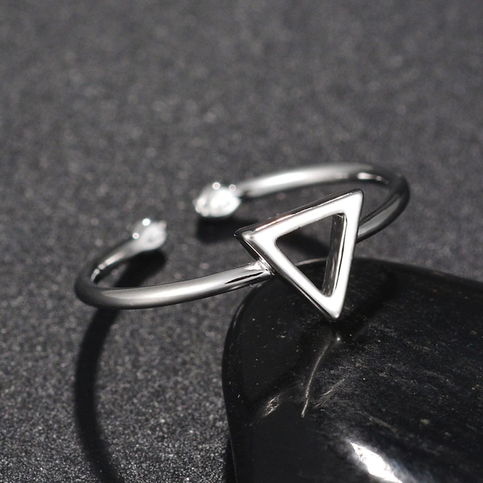 Minimalism Triangle Rings For Women Adjustable Stainless Steel Rings Female Trendy Popular