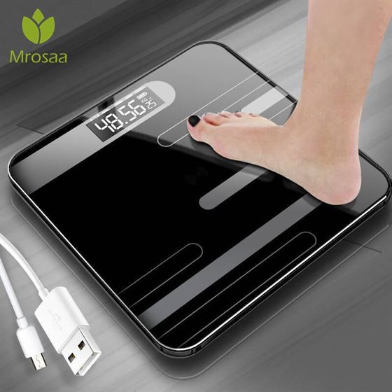 Mrosaa Body-Floor-Scales Lcd-Display Body-Weighing Digital Usb-Charging Smart Glass