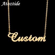 Atoztide Necklace Pendant Nameplate Letter Gift Gold Choker Customized Stainless-Steel