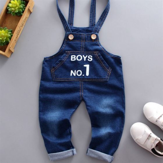 Children Jean Pants Overall Letters Cowboy Girls Boys Kids Denim Fashion Autumn And Spring