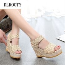 Women Sandals Wedges-Shoes Lace Slides Gladiator Peep-Toe Hollow Casual Fashion Summer