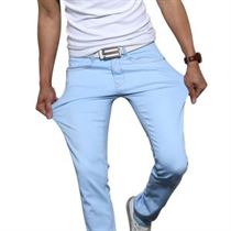 Skinny Jeans Trousers White-Pants Slim-Fit Khaki Men Stretch Blue Black Male Casual Fashion