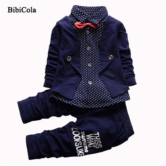 Bibicola Boys Outfits Pants Coat Suit Kids Spring Children Autumn 2pcs New