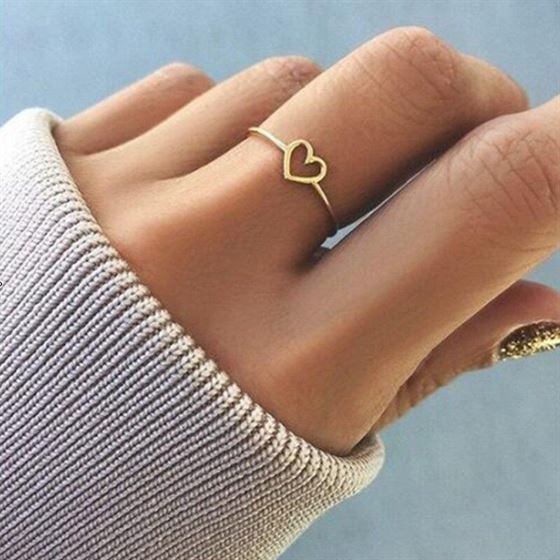 Heart-Rings Anel-Accessories Fashion Jewelry Rose-Gold-Color Woman Simple 