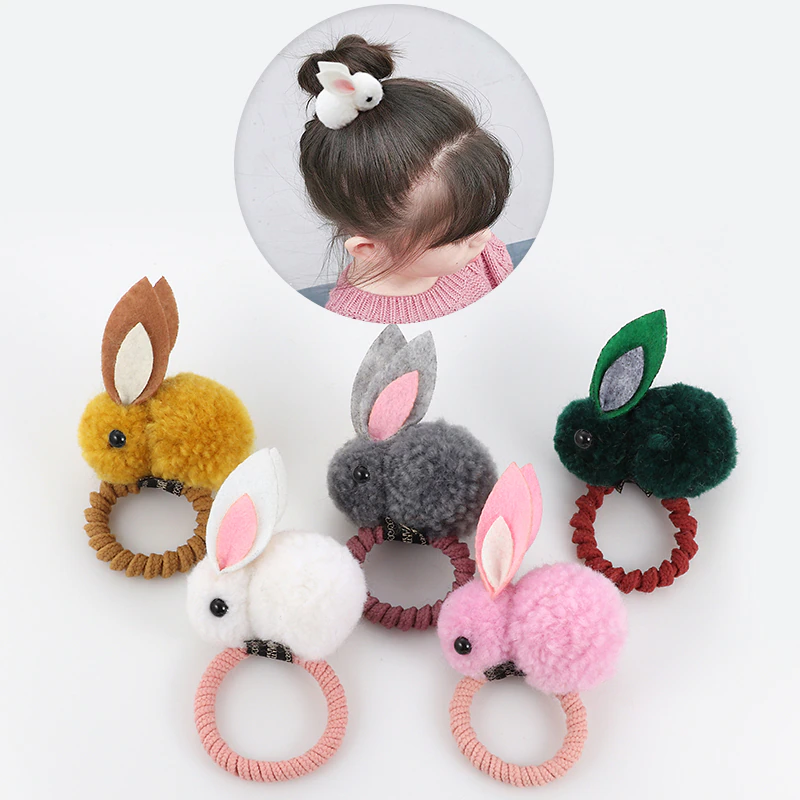 Korean Headwear Ornaments Hair-Ring Rubber-Band Animal Elastic Rabbit Children Cute Female