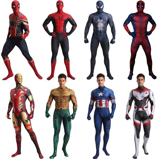 Adult Spiderman Iron Man Captain America Aquaman Venom Deadpool Ant-man Superman Costume Cosplay Halloween Superhero Costume Men