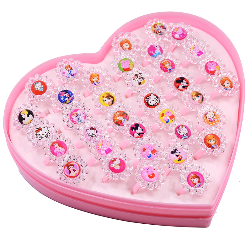 Rings Jewelry Gift Mixed Sun-Flower Party Elsa Girls Baby Princess Minnie Wholesale Kids