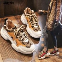 Kjstyrka Women Sneakers Espadrilles Tenis Wedges Mixed-Colors Feminino Leopard Plush