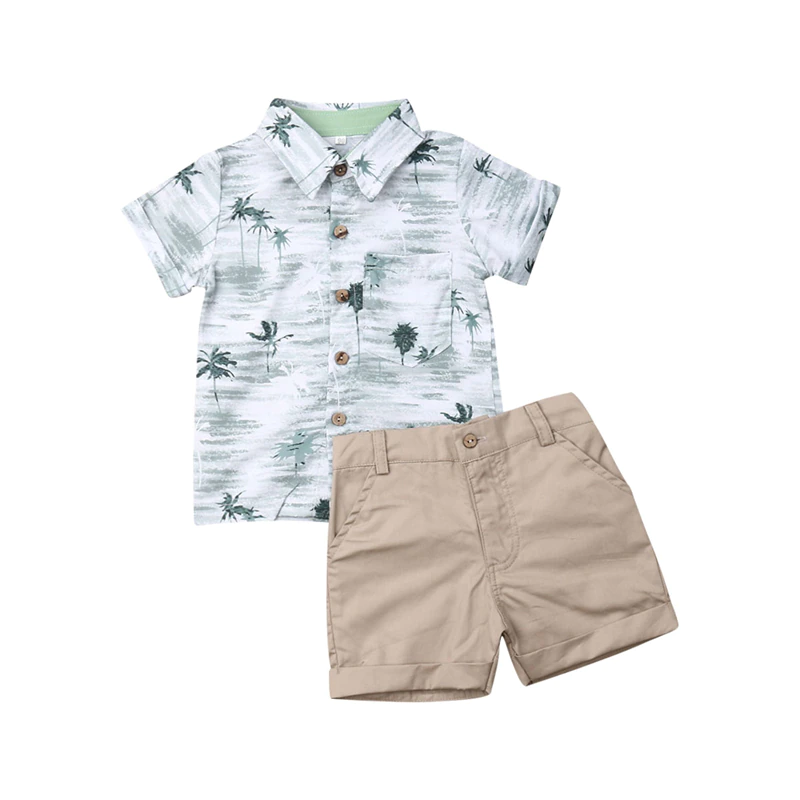 Suit Kids T-Shirt Outfits Clothing-Set Costume Shorts Boho-Style Printing Gentleman Toddler