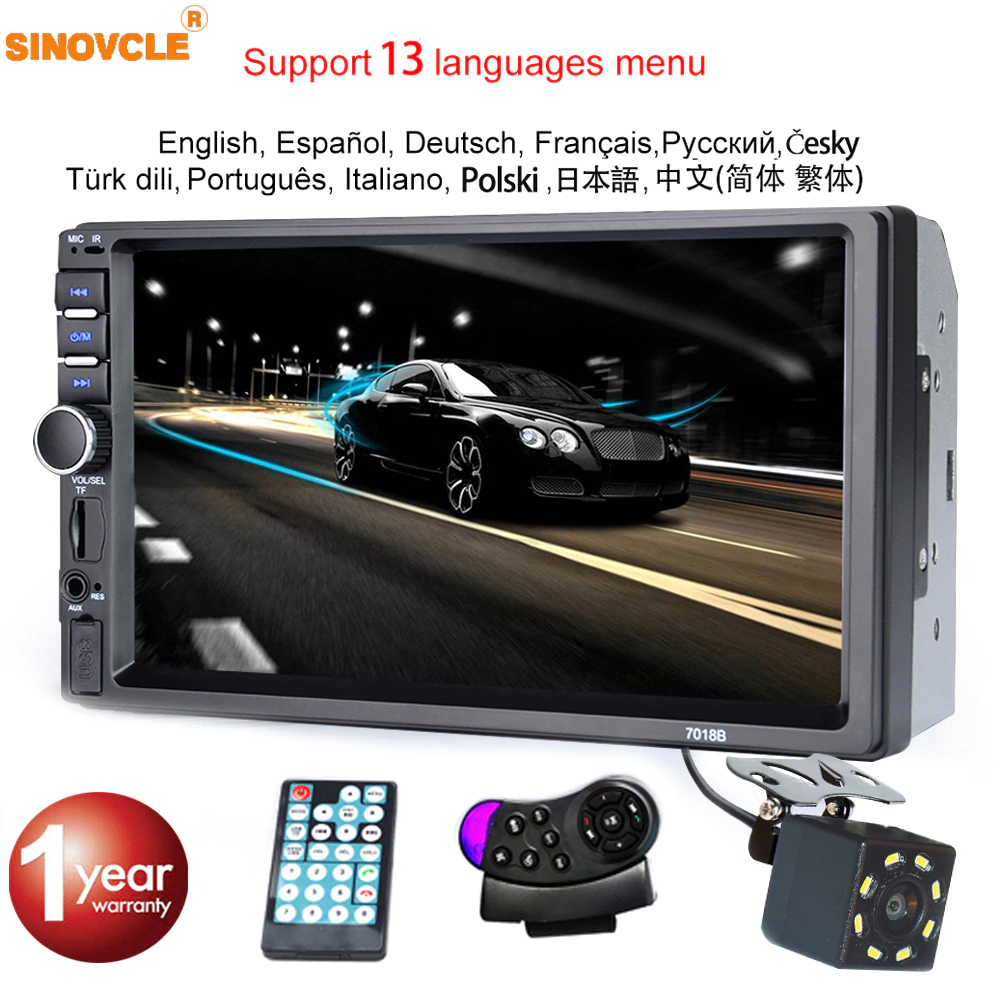 Mp5-Player Car-Radio Touch-Screen Fm-Audio Stereo Bluetooth Sd-Usb 2-Din 12V Sinvocle